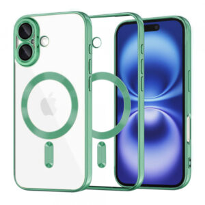 Husa MagSafe pentru Apple iPhone 16, Techsuit, Luxury Crystal, Verde Deschis