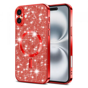 Husa MagSafe pentru Apple iPhone 16, Techsuit, Luxury Glitter, Rosie