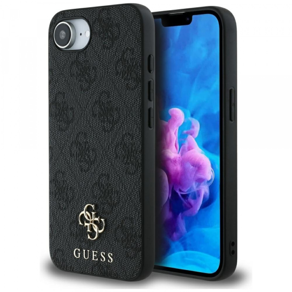 Husa MagSafe pentru Apple iPhone 17e / 16e, Guess, 4G Classic, Neagra