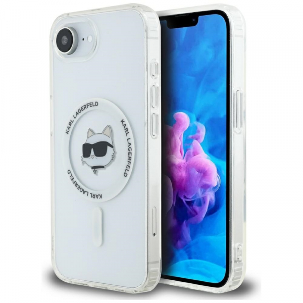 Husa MagSafe pentru Apple iPhone 17e / 16e, Karl Lagerfeld, IML Choupette\'s Head, Alba