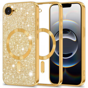 Husa MagSafe pentru Apple iPhone 17e / 16e, Techsuit, Luxury Glitter, Aurie