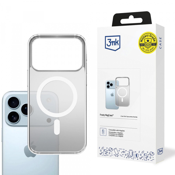 Husa MagSafe pentru Apple iPhone 18 Pro / 17 Pro, 3MK, Frosty MagCase, Alba