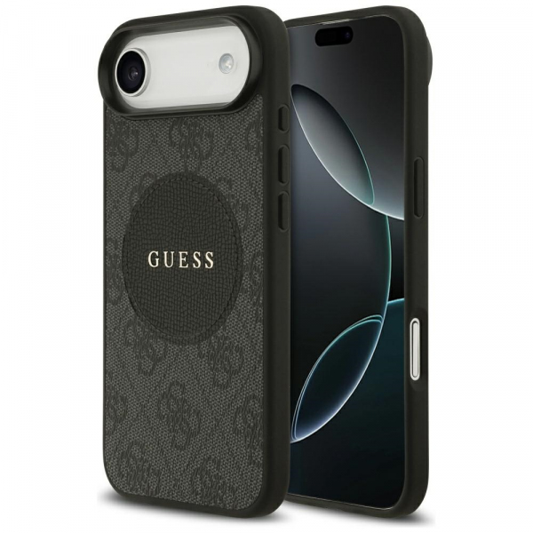 Husa MagSafe pentru Apple iPhone 17 Air, Guess, 4G Circle Classic Logo, Neagra