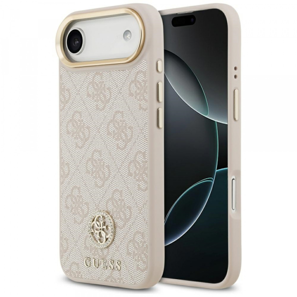 Husa MagSafe pentru Apple iPhone 17 Air, Guess, 4G Strass Logo, Roz