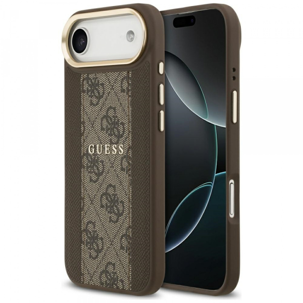 Husa MagSafe pentru Apple iPhone 17 Air, Guess, 4G Stripe, Maro