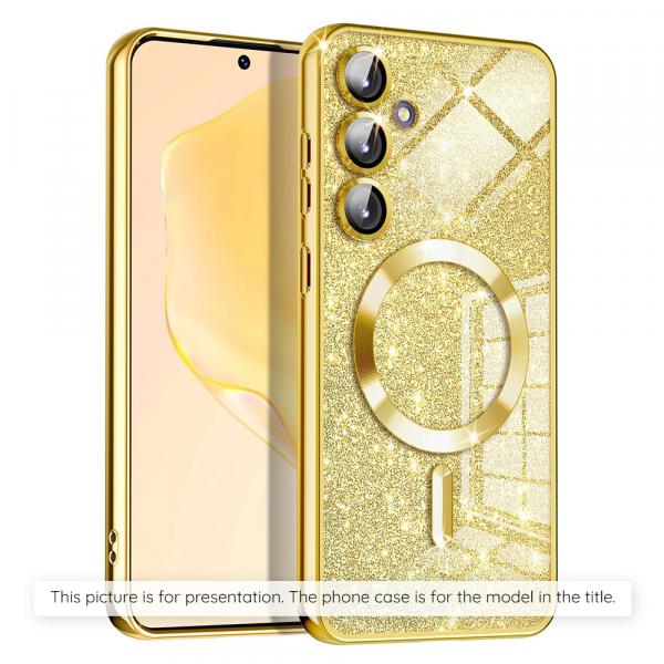 Husa MagSafe pentru Apple iPhone 17 Air, Techsuit, Luxury Glitter, Aurie