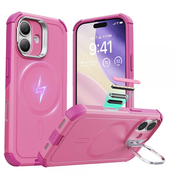 Pheon Roz Husa MagSafe pentru Apple iPhone 17, ESR, Cyber Armor Kickstand, Roz ...