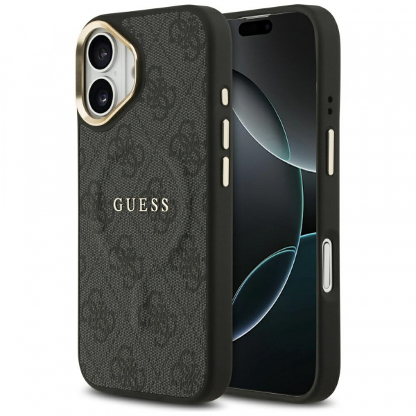 Husa MagSafe pentru Apple iPhone 17, Guess, 4G Classic, Neagra