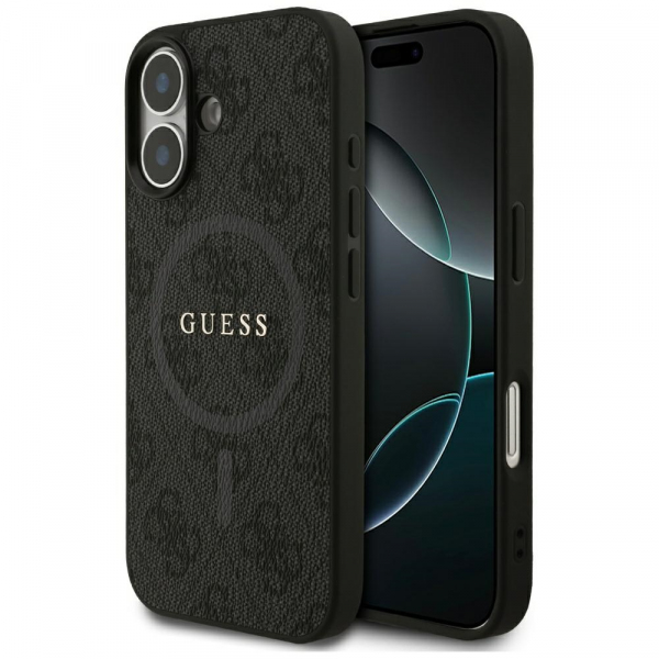 Husa MagSafe pentru Apple iPhone 17, Guess, 4G Ring Classic Logo, Neagra