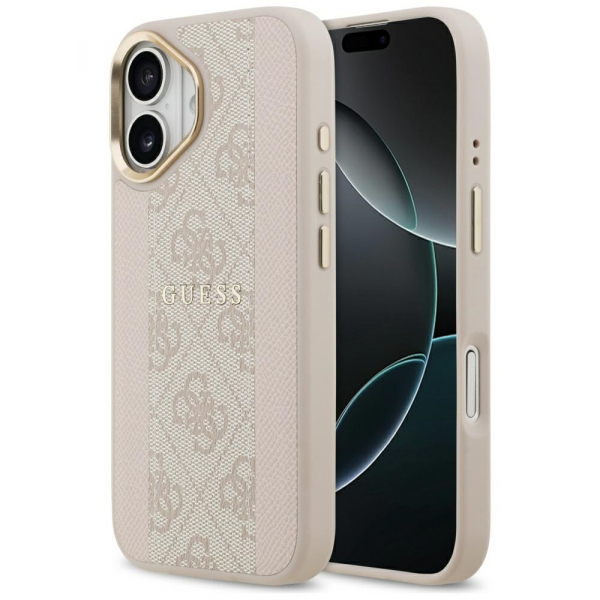 Husa MagSafe pentru Apple iPhone 17, Guess, 4G Stripe, Roz