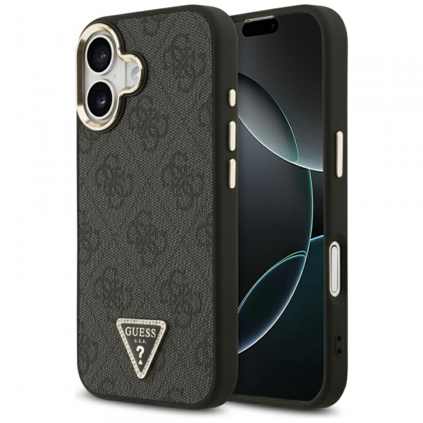 Husa MagSafe pentru Apple iPhone 17, Guess, 4G Triangle Diamond Logo, Neagra