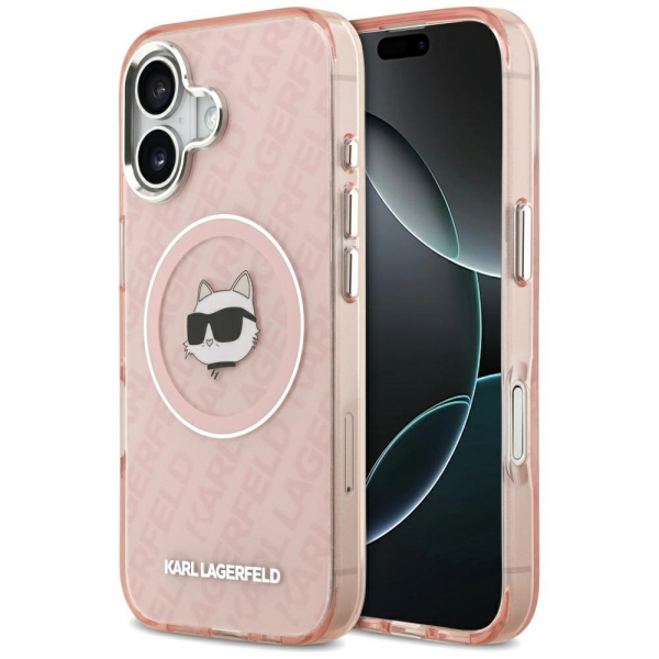 Husa MagSafe pentru Apple iPhone 17, Karl Lagerfeld, IML Choupette`s Head, Roz