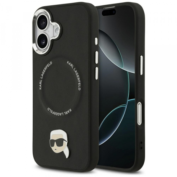 Husa MagSafe pentru Apple iPhone 17, Karl Lagerfeld, Karl Pin, Neagra