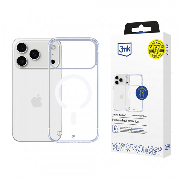 Husa MagSafe pentru Apple iPhone 18 Pro / 17 Pro, 3MK, Just20g, Transparenta