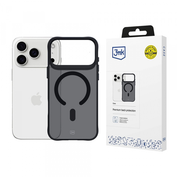 Husa MagSafe pentru Apple iPhone 18 Pro / 17 Pro, 3MK, Smoke MagCase, Neagra