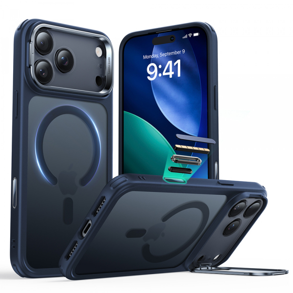 Husa MagSafe pentru Apple iPhone 18 Pro / 17 Pro, ESR, Classic Hybrid Kickstand, Albastra Satinata