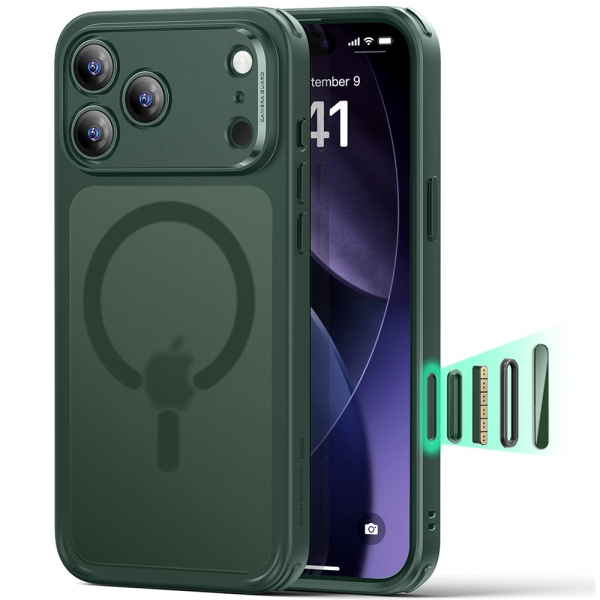 Husa MagSafe pentru Apple iPhone 18 Pro / 17 Pro, ESR, Classic Hybrid, Verde Satinata