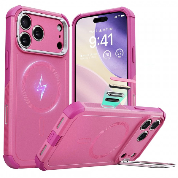 Husa MagSafe pentru Apple iPhone 18 Pro / 17 Pro, ESR, Cyber Armor Kickstand, Roz