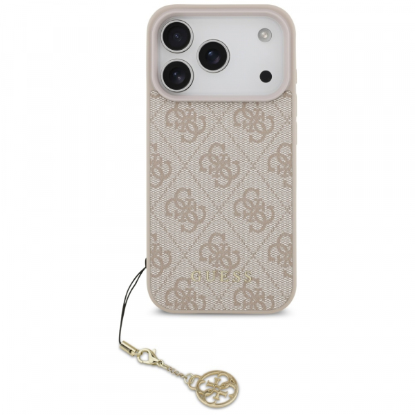 Husa MagSafe pentru Apple iPhone 18 Pro / 17 Pro, Guess, 4G Charm Cradle, Roz
