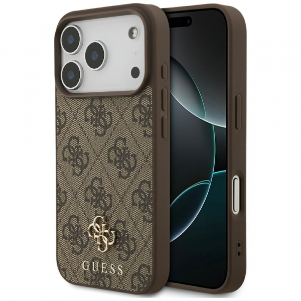 Husa MagSafe pentru Apple iPhone 18 Pro / 17 Pro, Guess, 4G Small and Classic Logo, Maro