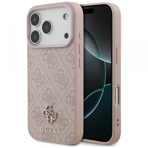 Husa MagSafe pentru Apple iPhone 18 Pro / 17 Pro, Guess, 4G Small and Classic Logo, Roz