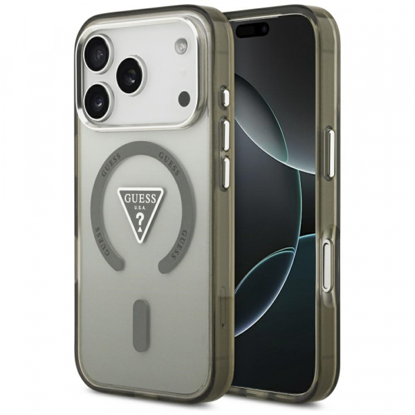 Husa MagSafe pentru Apple iPhone 18 Pro / 17 Pro, Guess, IML Gradient Triangle Logo, Kaki