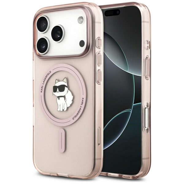 Husa MagSafe pentru Apple iPhone 18 Pro / 17 Pro, Karl Lagerfeld, IML Choupette, Roz