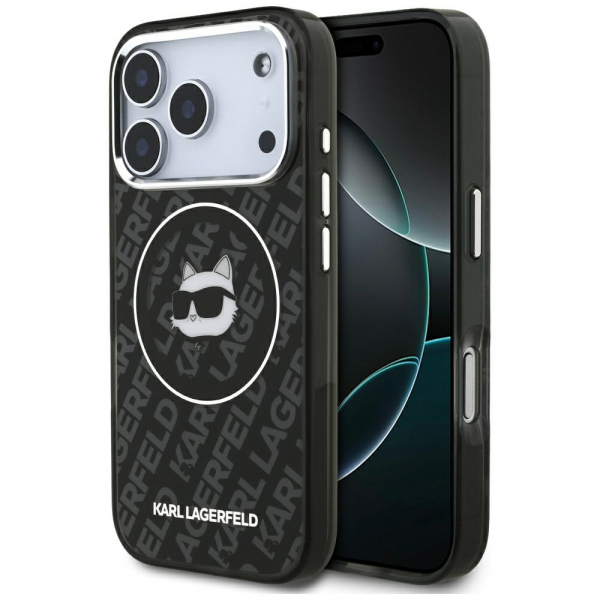 Husa MagSafe pentru Apple iPhone 18 Pro / 17 Pro, Karl Lagerfeld, IML Choupette`s Head, Neagra