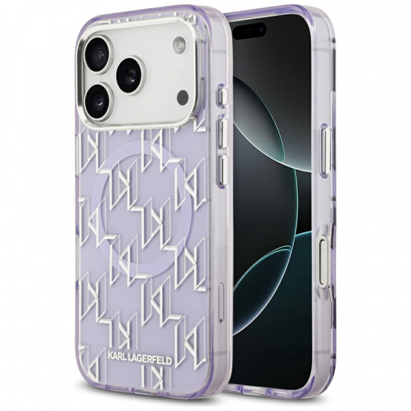 Husa MagSafe pentru Apple iPhone 18 Pro / 17 Pro, Karl Lagerfeld, IML KL Monogram, Mov