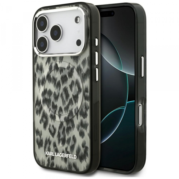 Husa MagSafe pentru Apple iPhone 18 Pro / 17 Pro, Karl Lagerfeld, IML Leopard Pattern, Maro