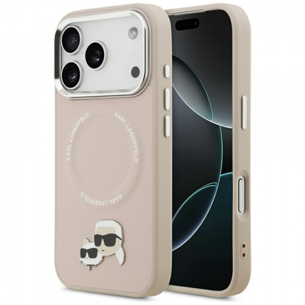 Husa MagSafe pentru Apple iPhone 18 Pro / 17 Pro, Karl Lagerfeld, Karl & Choupette Pins, Roz