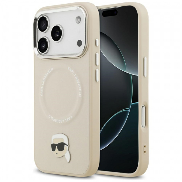 Husa MagSafe pentru Apple iPhone 18 Pro / 17 Pro, Karl Lagerfeld, Karl Pin, Bej