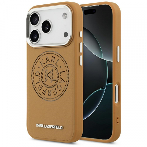 Husa MagSafe pentru Apple iPhone 18 Pro / 17 Pro, Karl Lagerfeld, Point & Metal Logo, Maro