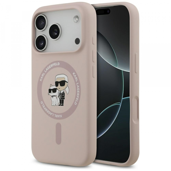 Husa MagSafe pentru Apple iPhone 18 Pro / 17 Pro, Karl Lagerfeld, Ring Karl & Choupette, Roz