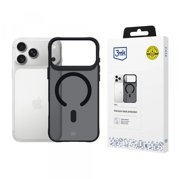 Husa MagSafe pentru Apple iPhone 18 Pro Max / 17 Pro Max, 3MK, Smoke MagCase, Neagra