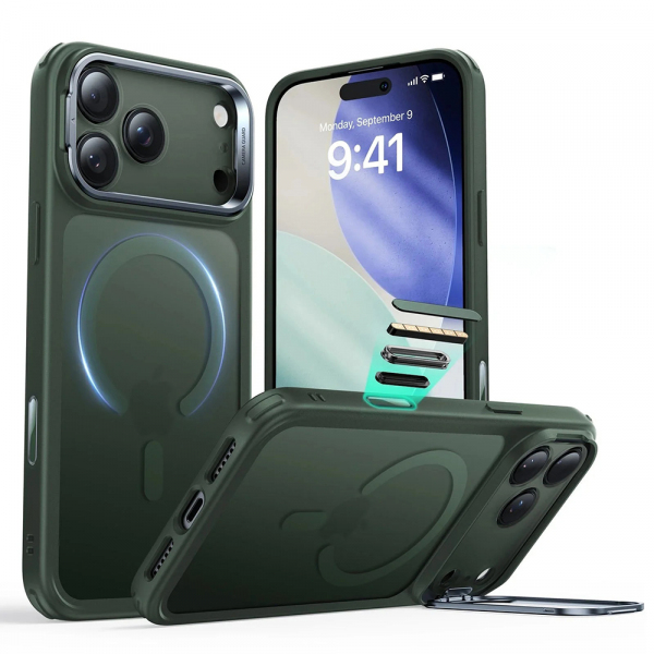 Husa MagSafe pentru Apple iPhone 18 Pro Max / 17 Pro Max, ESR, Classic Hybrid Kickstand, Verde Satinata
