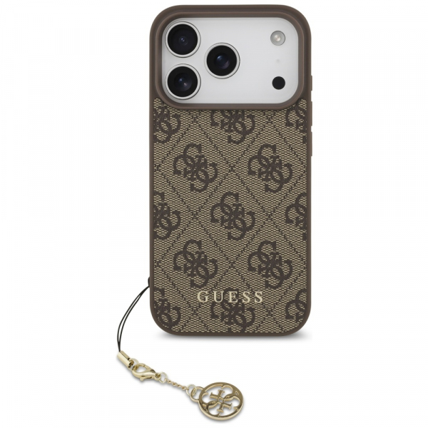 Husa MagSafe pentru Apple iPhone 18 Pro Max / 17 Pro Max, Guess, 4G Charm Cradle, Maro