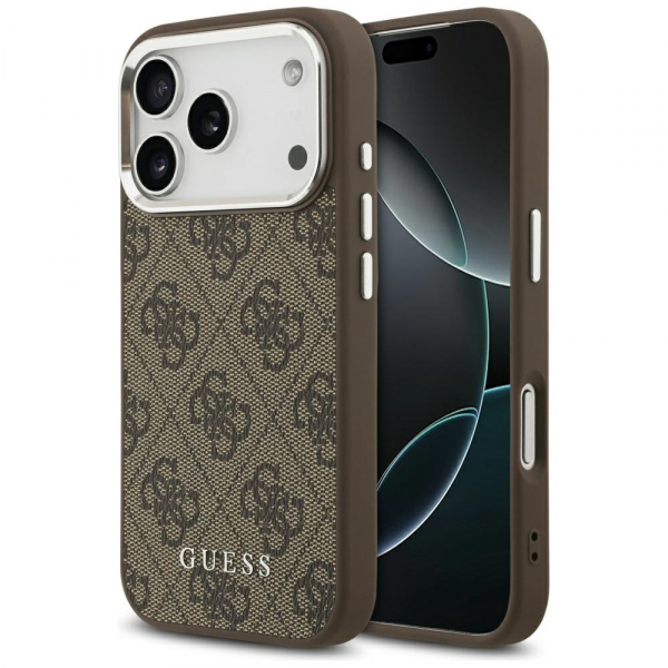 Husa MagSafe pentru Apple iPhone 18 Pro Max / 17 Pro Max, Guess, 4G Classic Logo, Maro