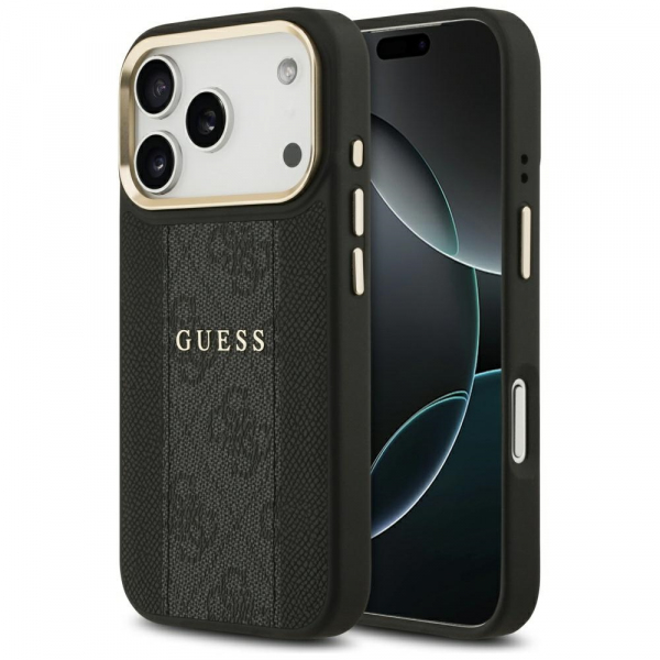 Husa MagSafe pentru Apple iPhone 18 Pro Max / 17 Pro Max, Guess, 4G Stripe, Neagra