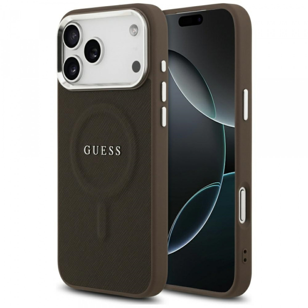 Husa MagSafe pentru Apple iPhone 18 Pro Max / 17 Pro Max, Guess, Classic Logo, Maro