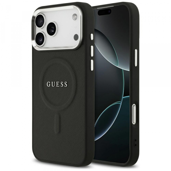 Husa MagSafe pentru Apple iPhone 18 Pro Max / 17 Pro Max, Guess, Classic Logo, Neagra