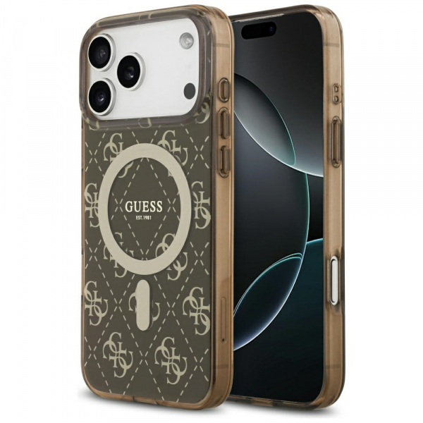 Husa MagSafe pentru Apple iPhone 18 Pro Max / 17 Pro Max, Guess, IML 4G Background, Maro