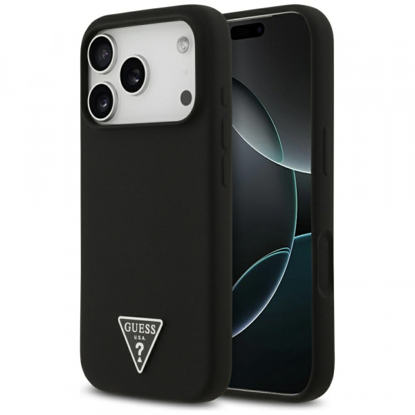 Husa MagSafe pentru Apple iPhone 18 Pro Max / 17 Pro Max, Guess, Triangle Logo, Neagra