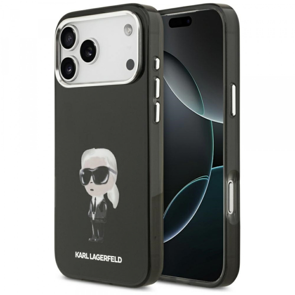 Husa MagSafe pentru Apple iPhone 18 Pro Max / 17 Pro Max, Karl Lagerfeld, IML Aquarelle Karl Ikonik, Neagra