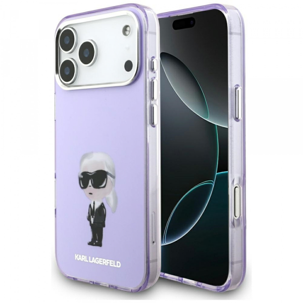 Husa MagSafe pentru Apple iPhone 18 Pro Max / 17 Pro Max, Karl Lagerfeld, IML Aquarelle Logo Karl, Mov
