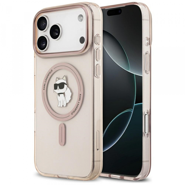 Husa MagSafe pentru Apple iPhone 18 Pro Max / 17 Pro Max, Karl Lagerfeld, IML Choupette, Roz