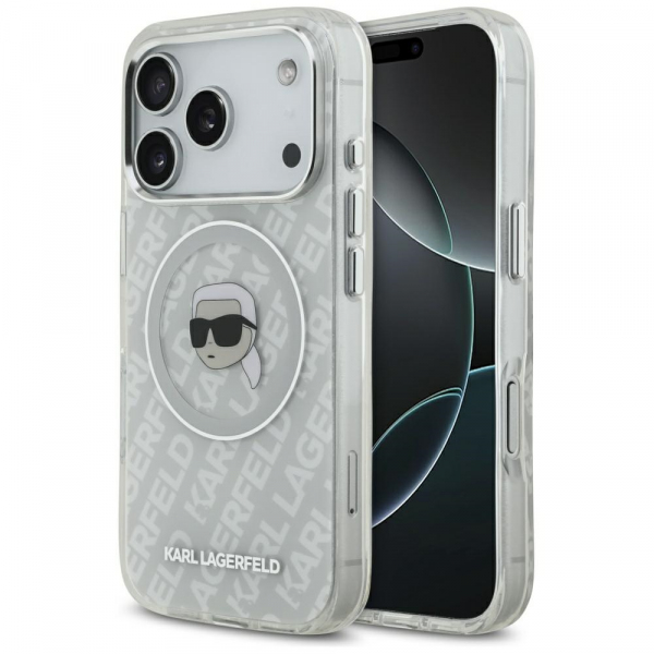Husa MagSafe pentru Apple iPhone 18 Pro Max / 17 Pro Max, Karl Lagerfeld, IML Karl`s Head, Gri