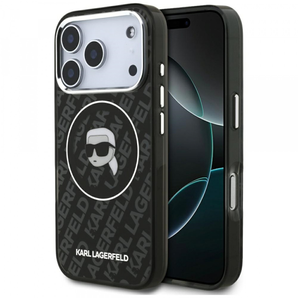 Husa MagSafe pentru Apple iPhone 18 Pro Max / 17 Pro Max, Karl Lagerfeld, IML Karl`s Head, Neagra