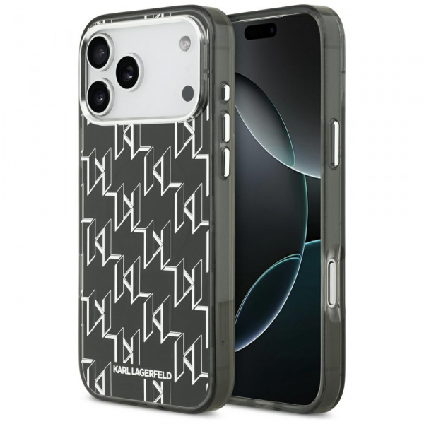 Husa MagSafe pentru Apple iPhone 18 Pro Max / 17 Pro Max, Karl Lagerfeld, IML KL Monogram, Neagra
