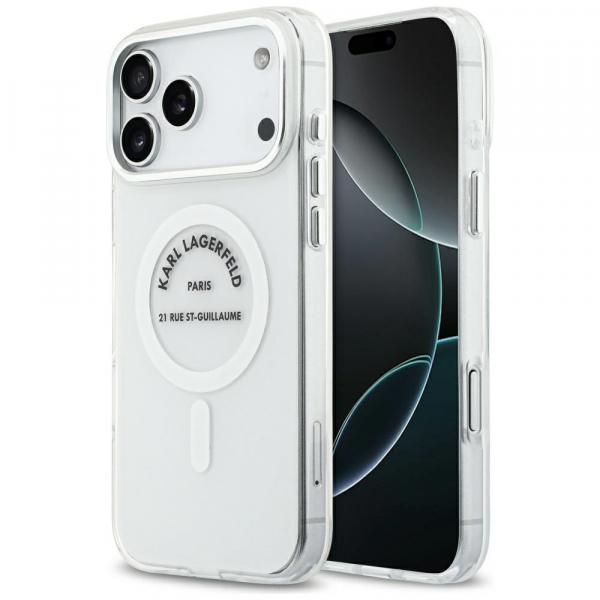Husa MagSafe pentru Apple iPhone 18 Pro Max / 17 Pro Max, Karl Lagerfeld, IML Logo RSG, Transparenta